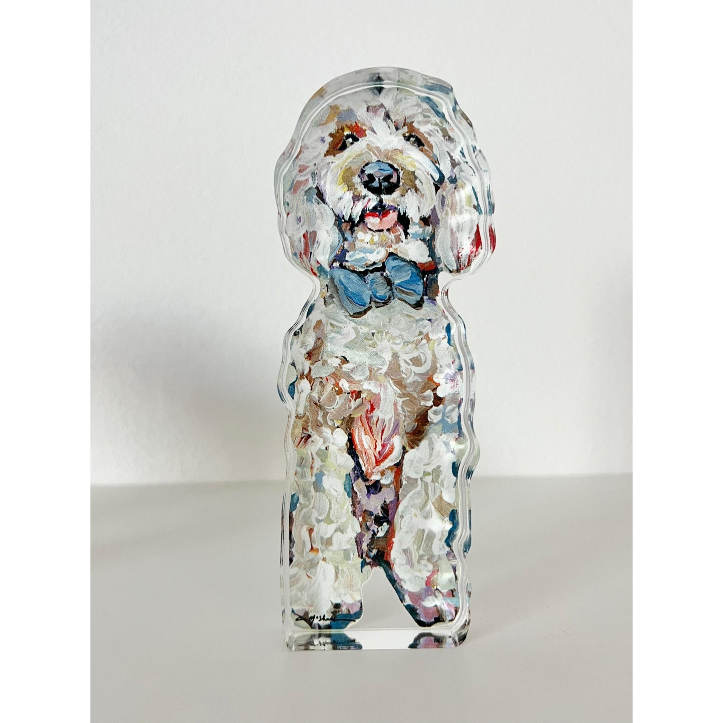 Goldendoodle Blue Bow Fine Art Print