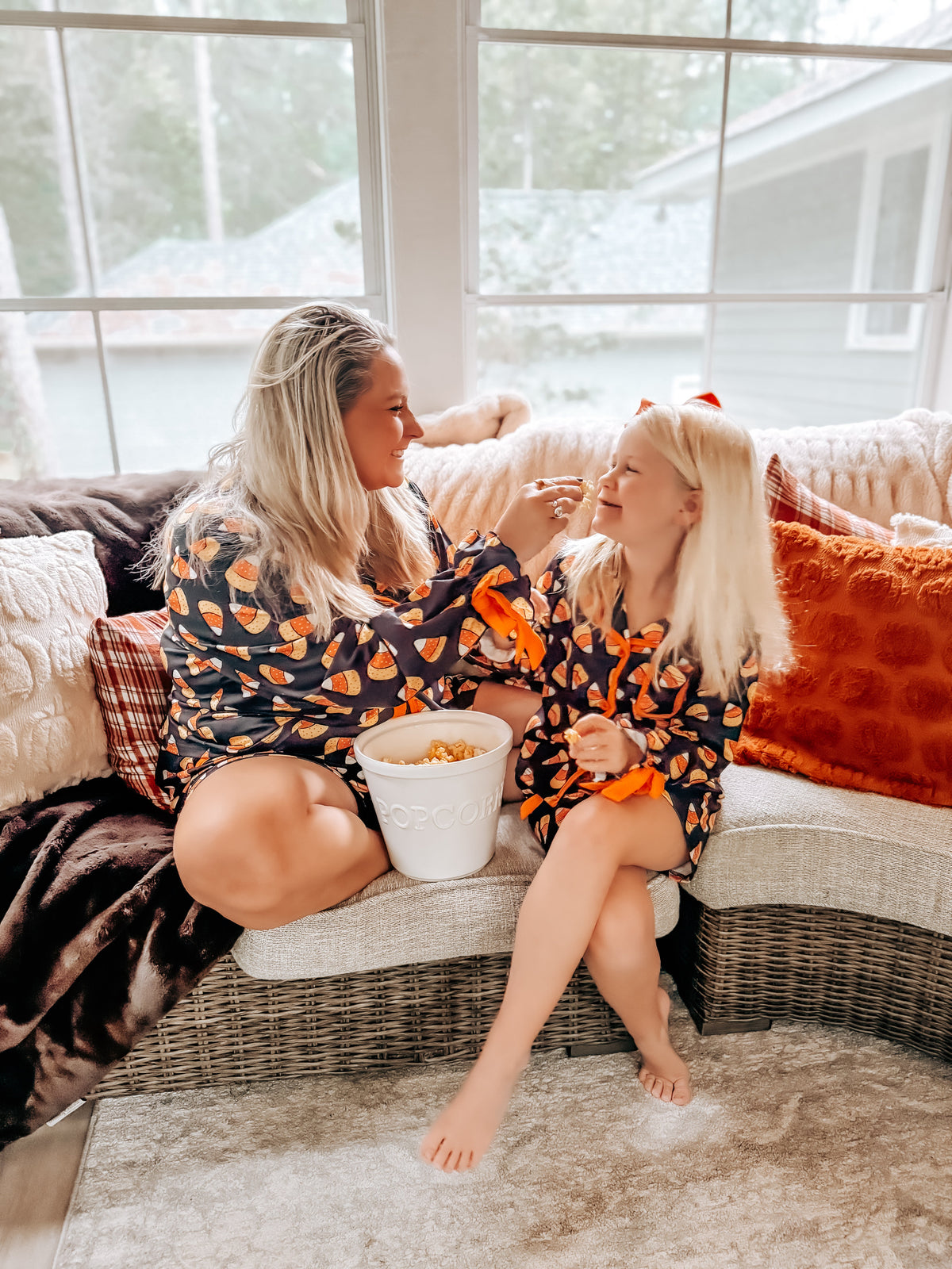 Halloween Candy Corn Mommy and Me Pajama Set Matching Lounge Set