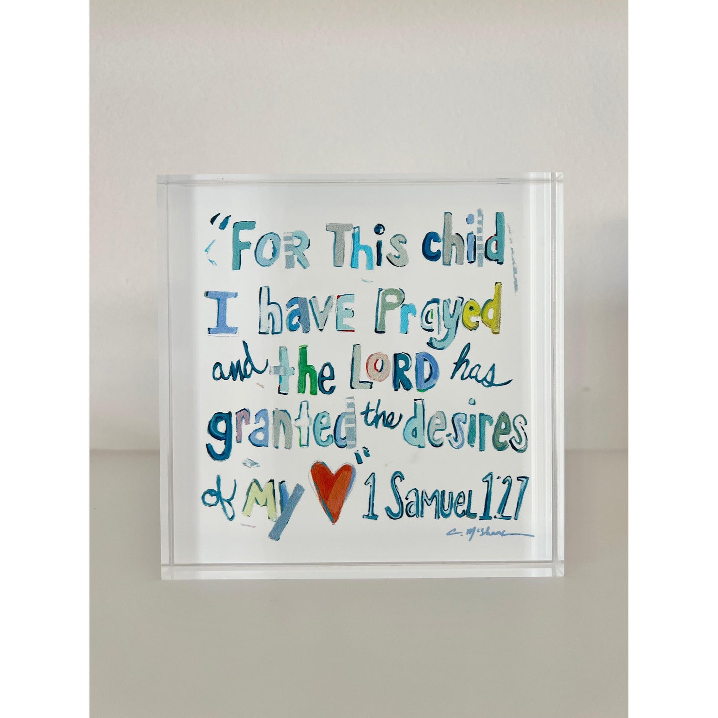 1 Samuel 1:27 Bible Verse Acrylic Tabletop Art
