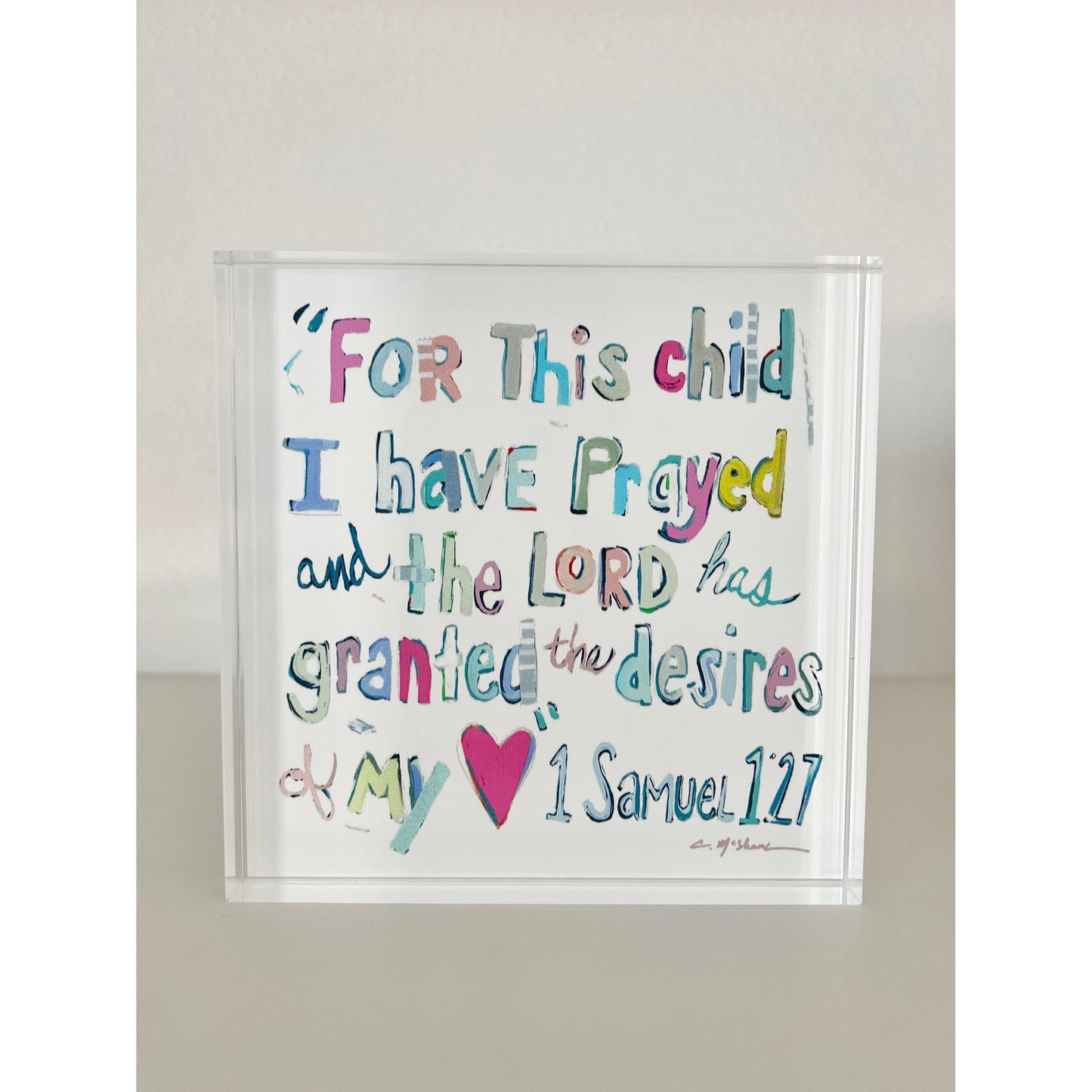 1 Samuel 1:27 Bible Verse Acrylic Tabletop Art