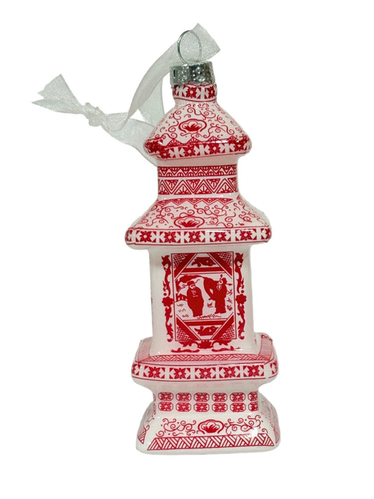 a red and white decorative object