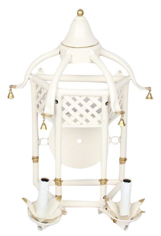 Ivory & Gold Lattice Pagoda Sconce