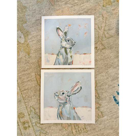 "Bunny Love" 8X8s hand signed paper prints (set of 2)