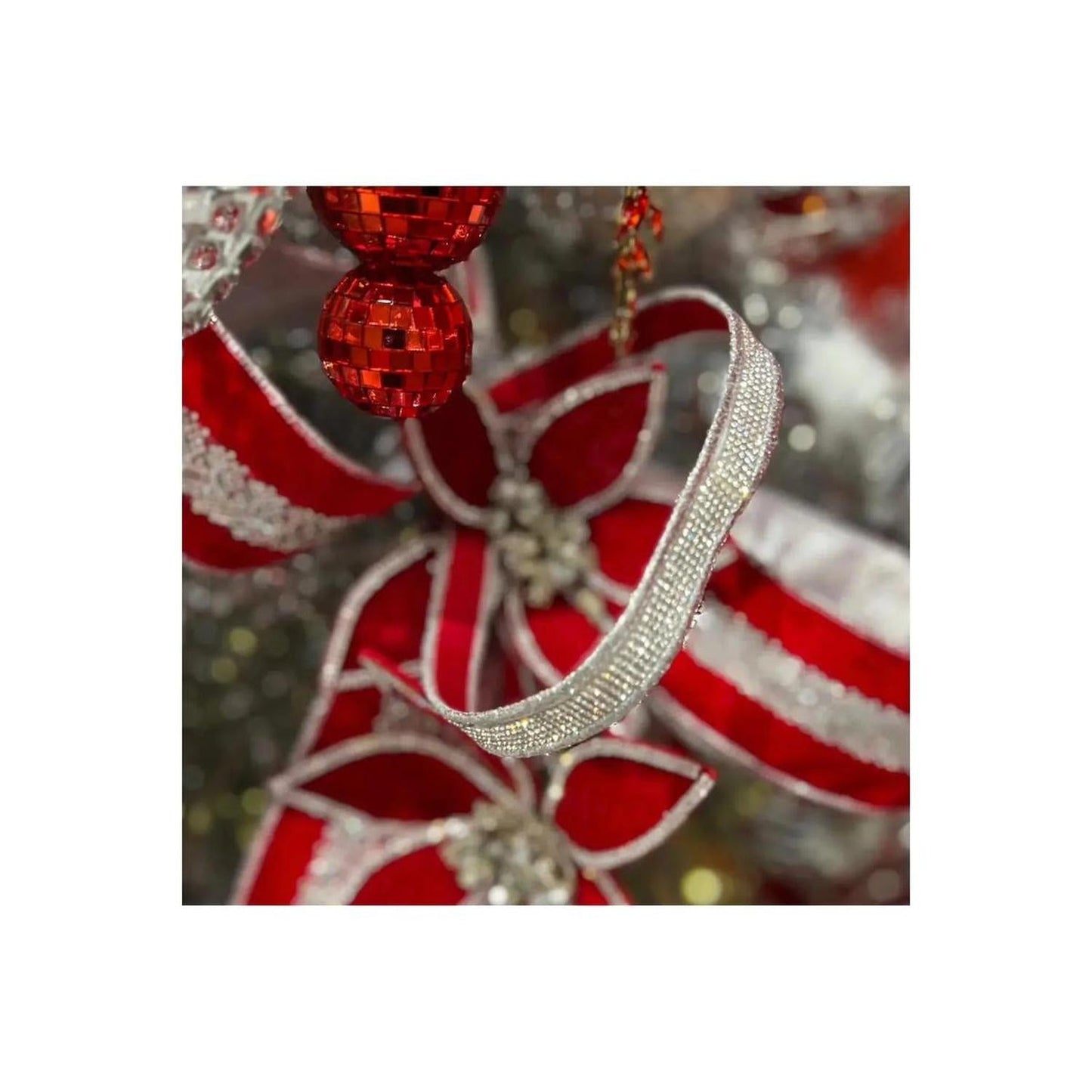 1" Luxury Jeweled Ribbon: Silver (5 Yards)