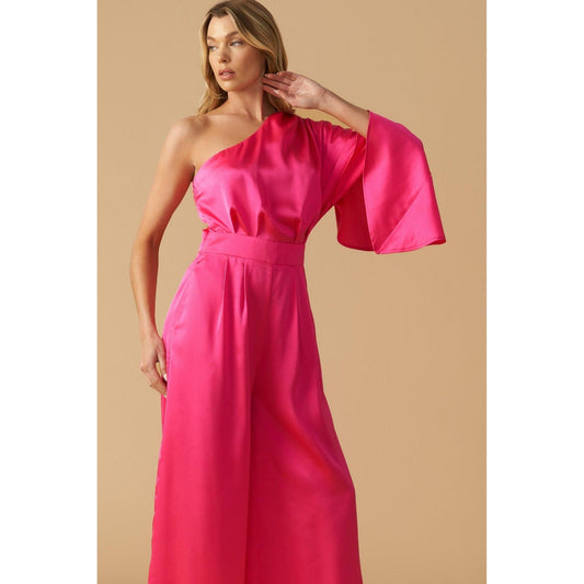 DOWN MEMORY LANE WOVEN SATIN JUMPSUIT