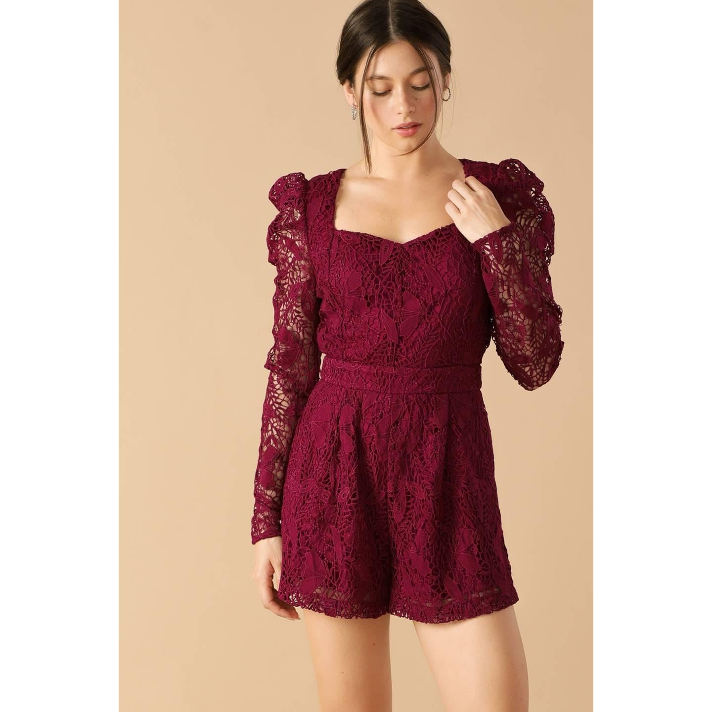 DAYS GO BY LACE WOVEN ROMPER
