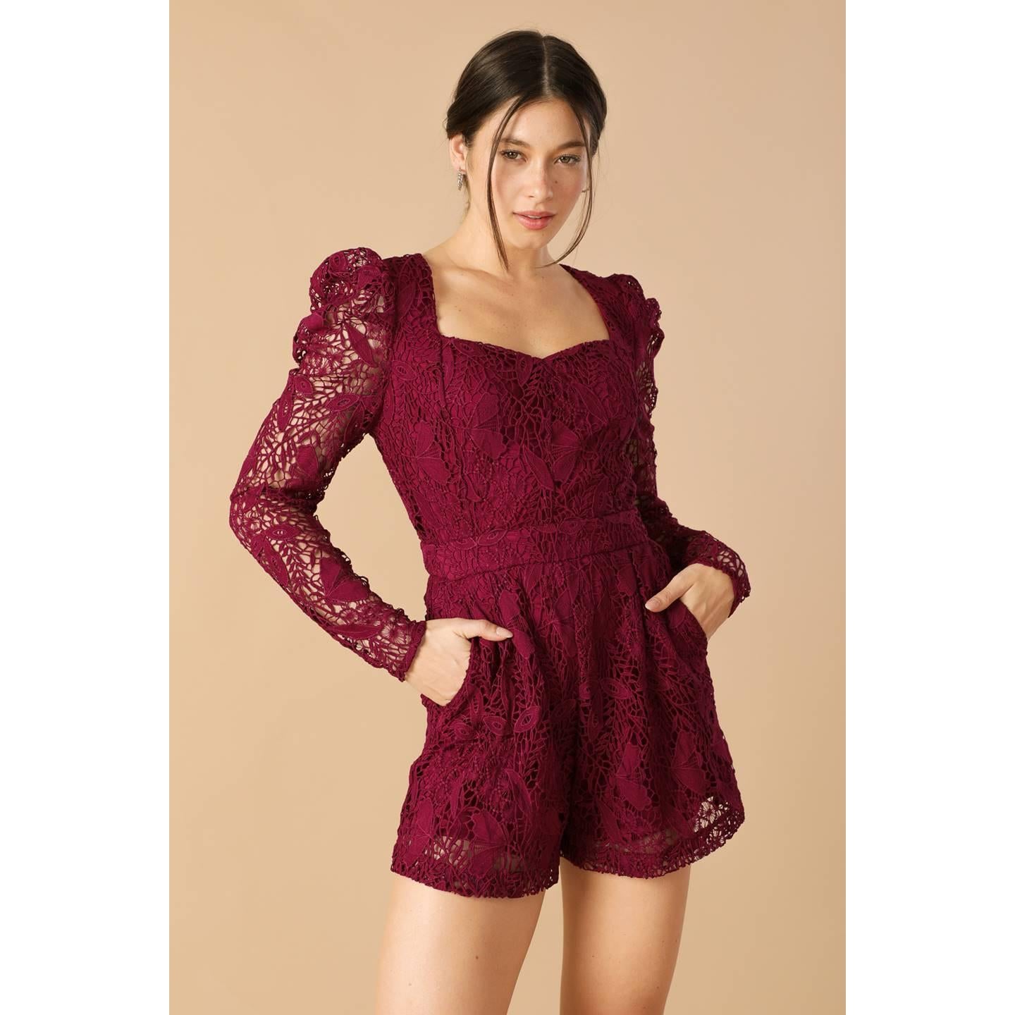 DAYS GO BY LACE WOVEN ROMPER