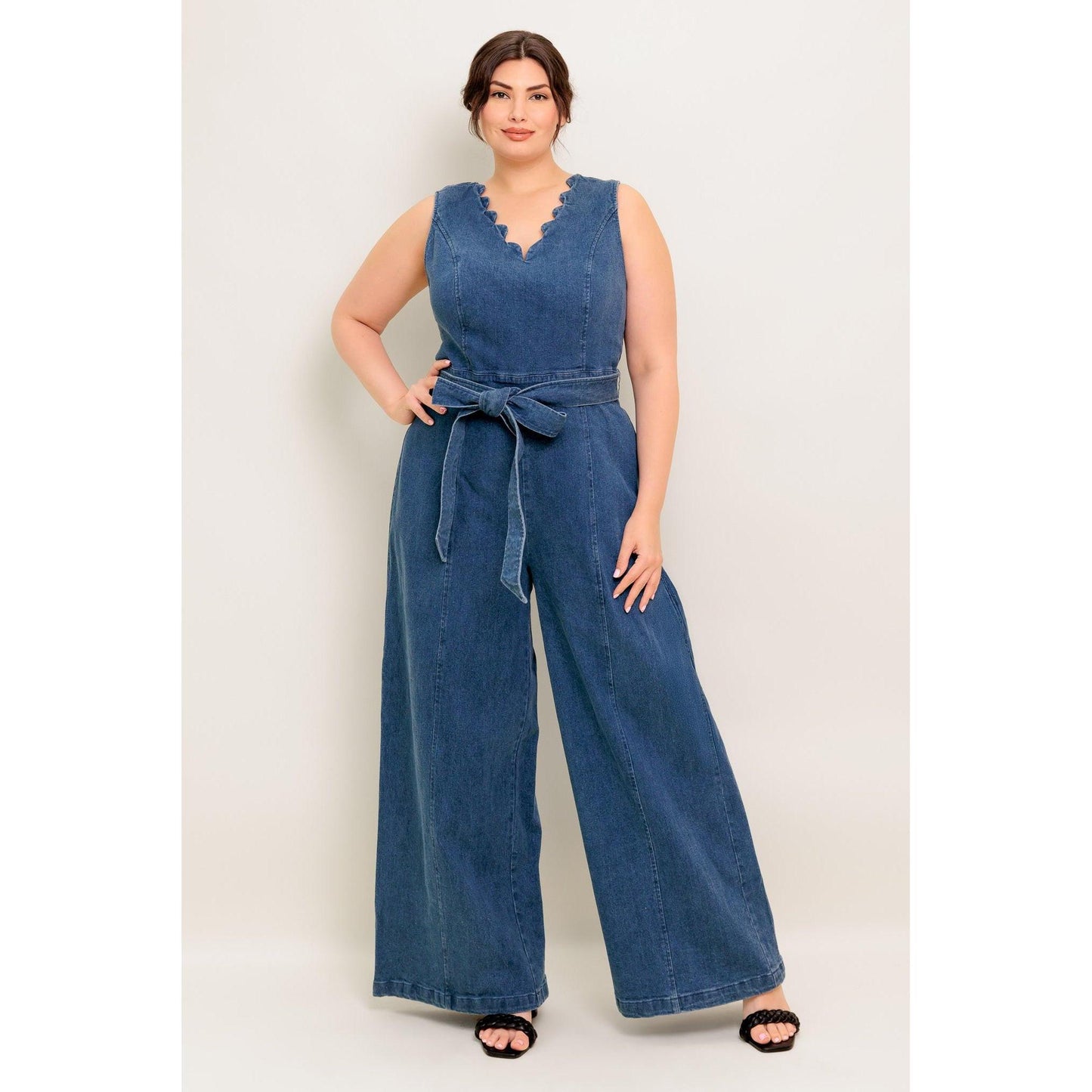 WHERE THE NIGHT MEDIUM INDIGO DENIM JUMPSUIT
