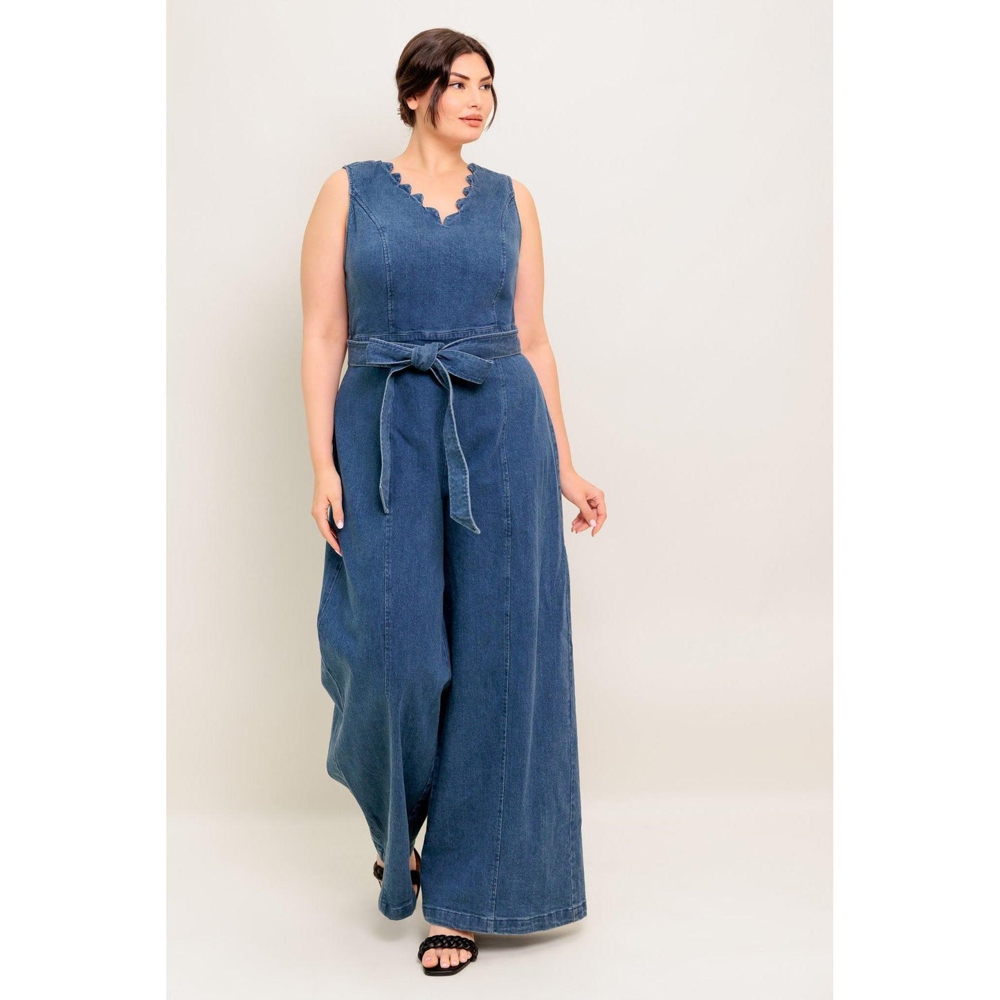 WHERE THE NIGHT MEDIUM INDIGO DENIM JUMPSUIT