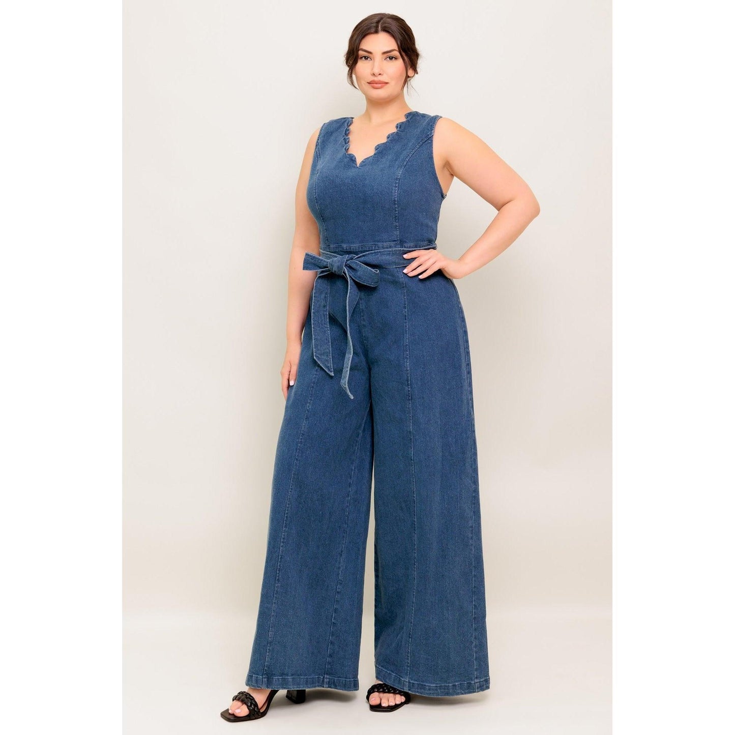 WHERE THE NIGHT MEDIUM INDIGO DENIM JUMPSUIT