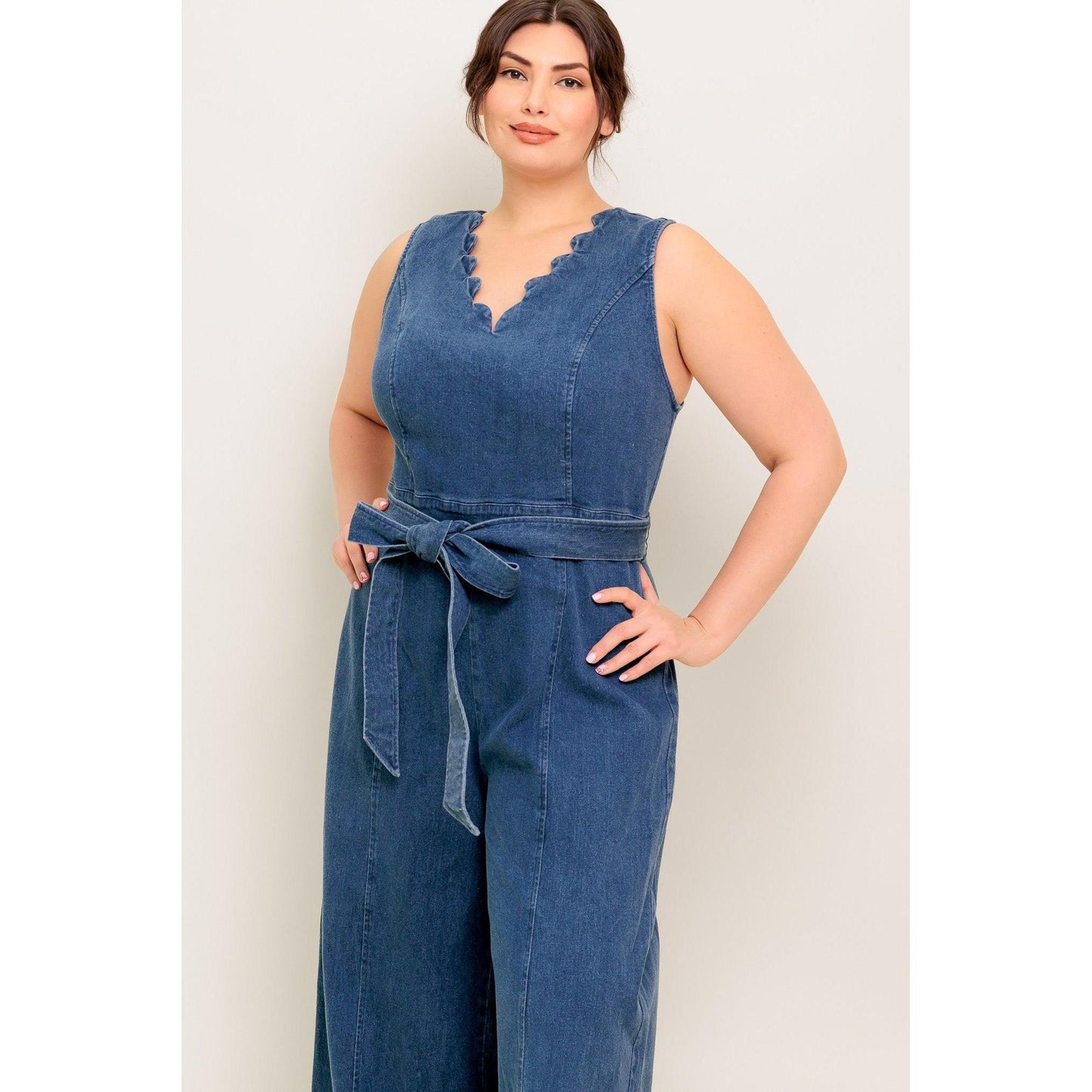 WHERE THE NIGHT MEDIUM INDIGO DENIM JUMPSUIT