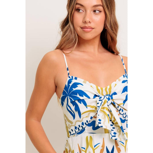 VACAY GLOW IVORY BLUE WOVEN JUMPSUIT