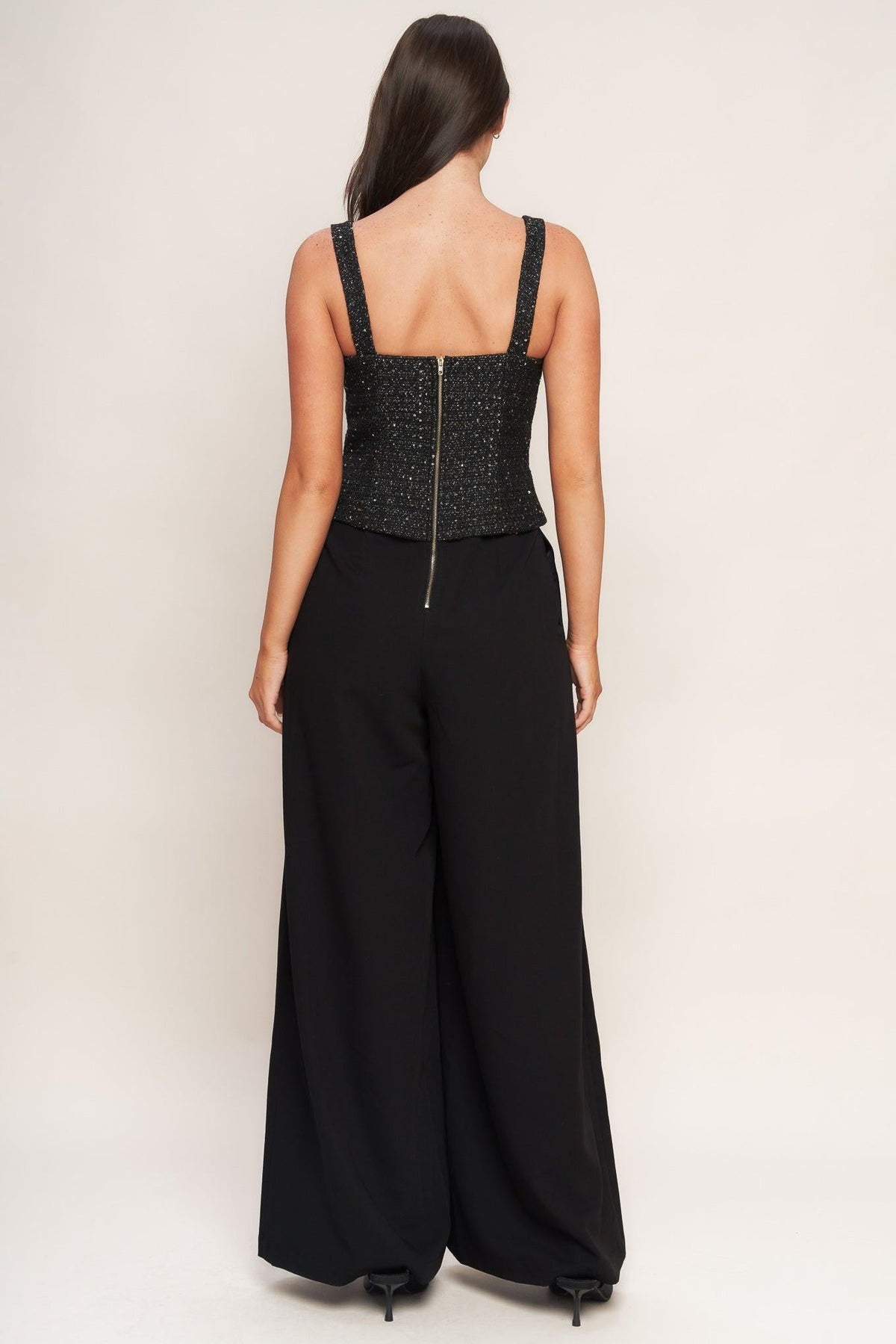MIDNIGHT PARISIENNE WOVEN JUMPSUIT