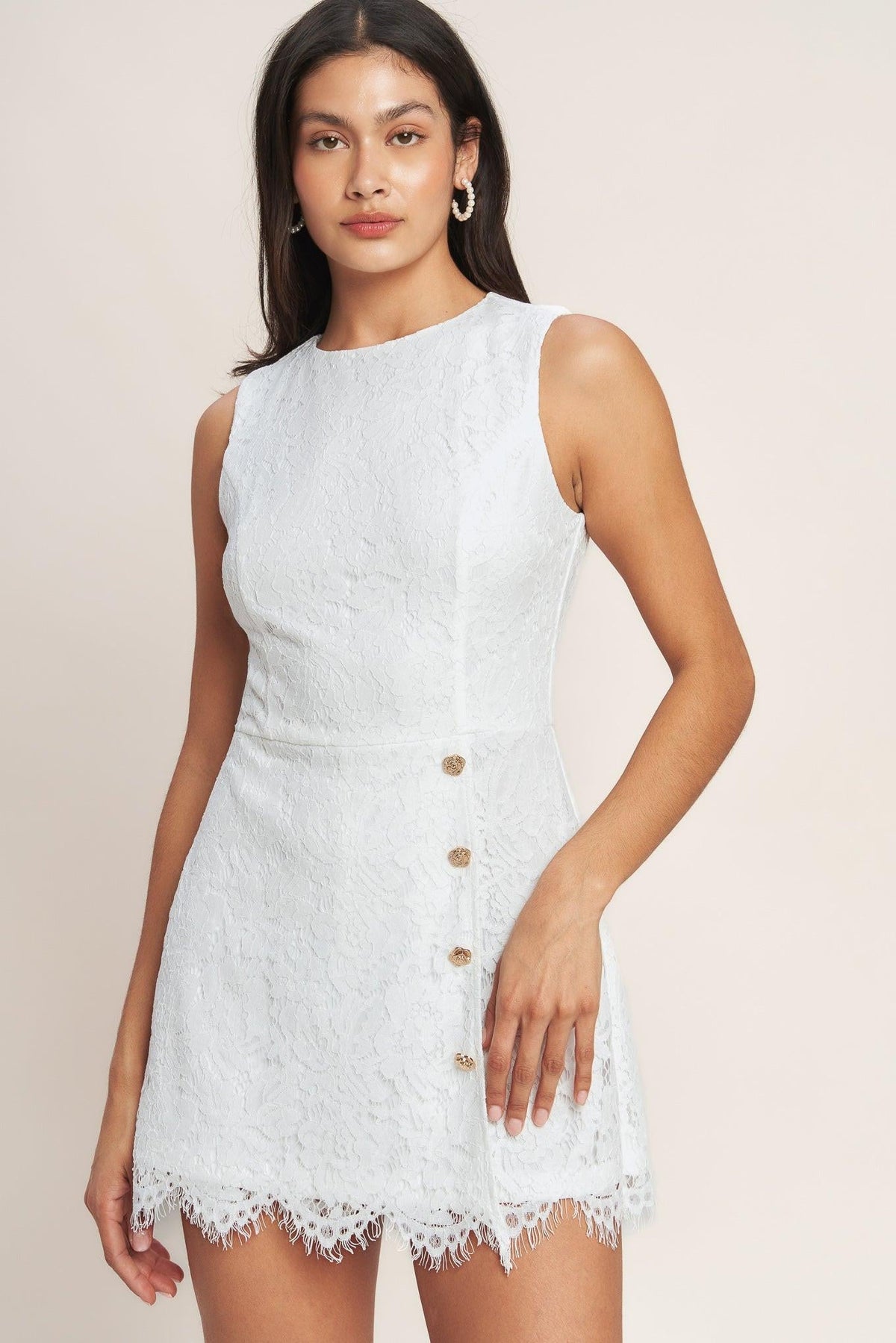 a woman in a white dress