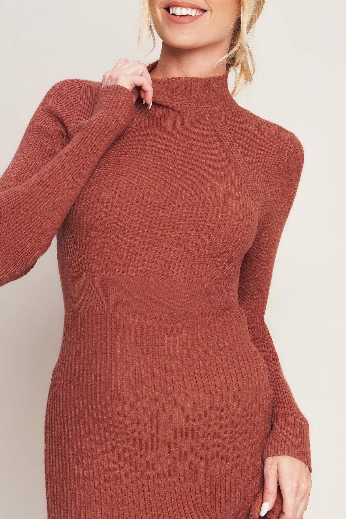 a woman in a red dress
