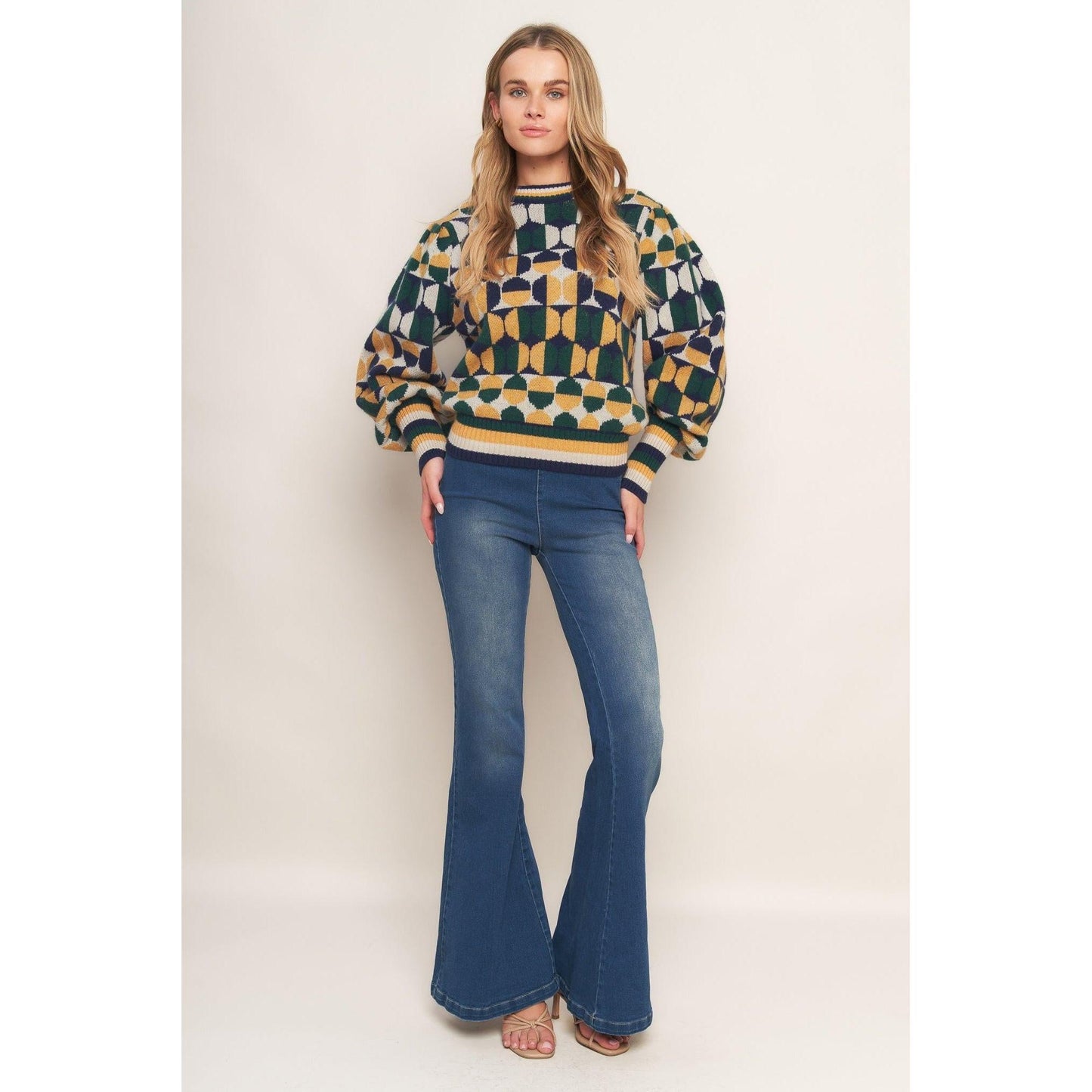 CHEER YOU ON JACQUARD SWEATER TOP