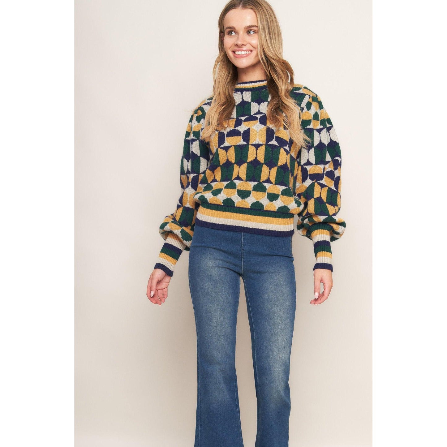 CHEER YOU ON JACQUARD SWEATER TOP