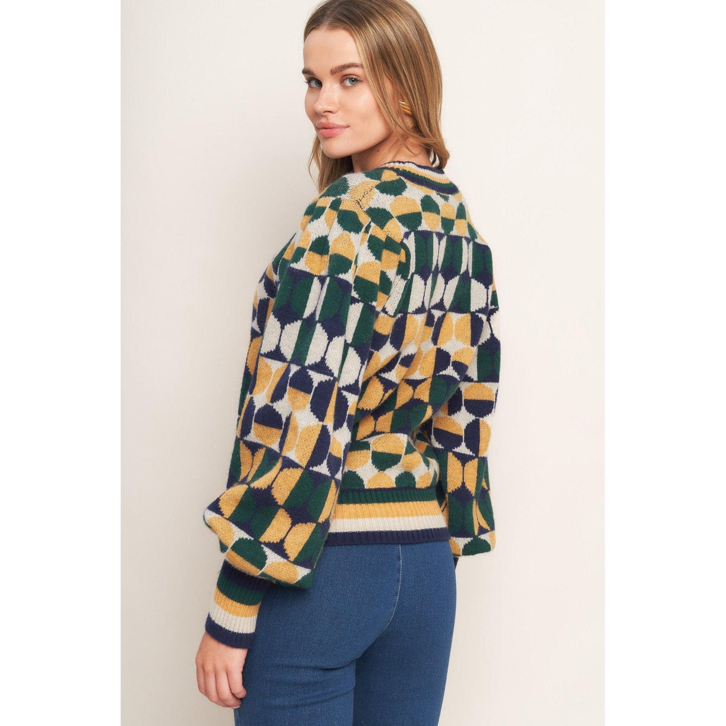 CHEER YOU ON JACQUARD SWEATER TOP