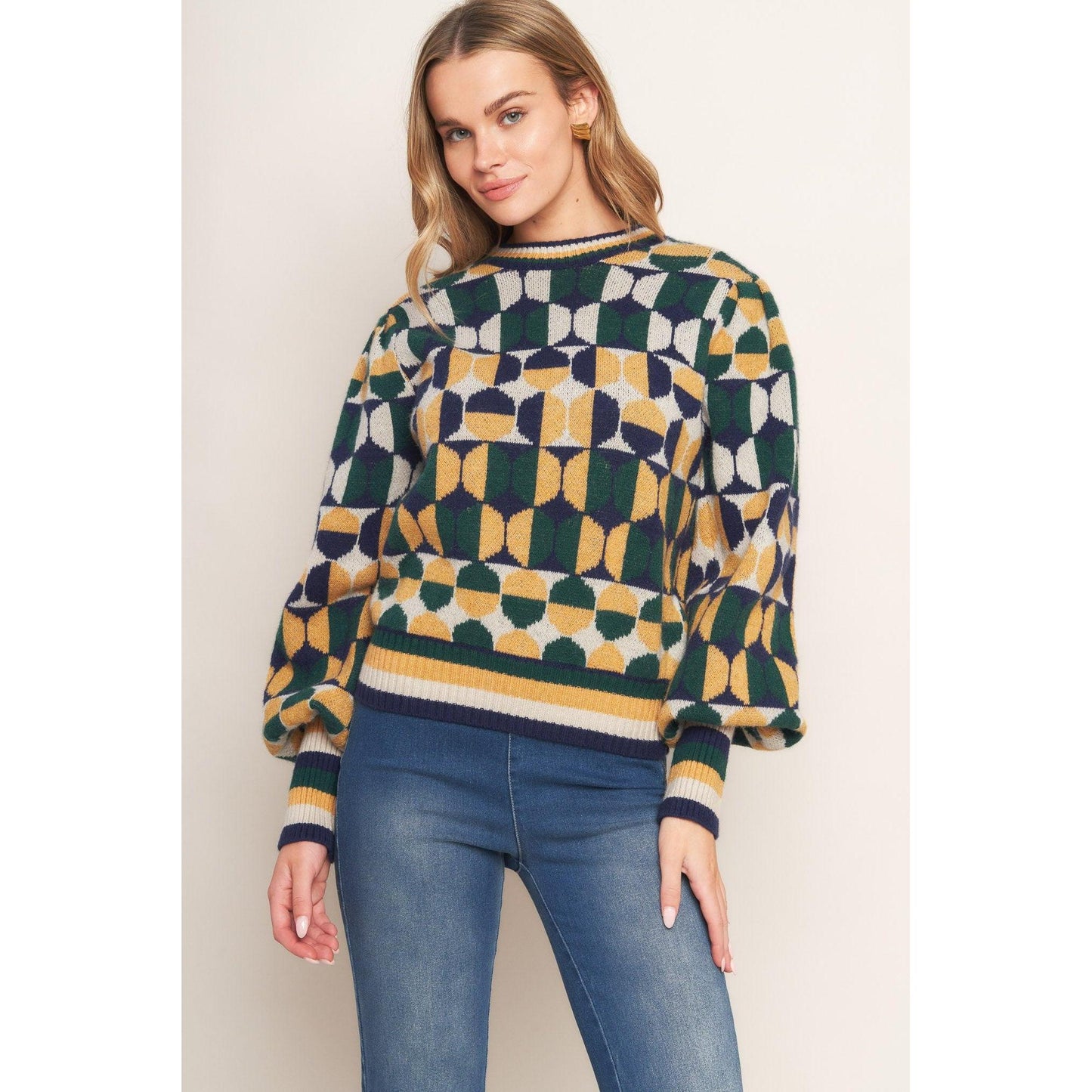 CHEER YOU ON JACQUARD SWEATER TOP