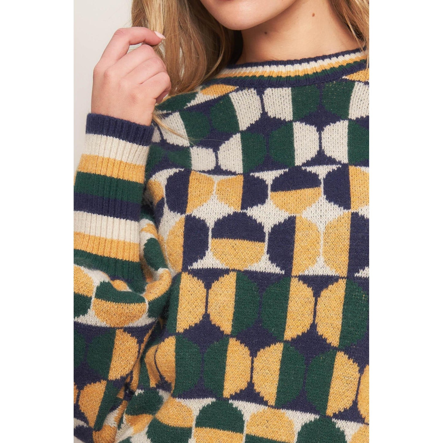 CHEER YOU ON JACQUARD SWEATER TOP