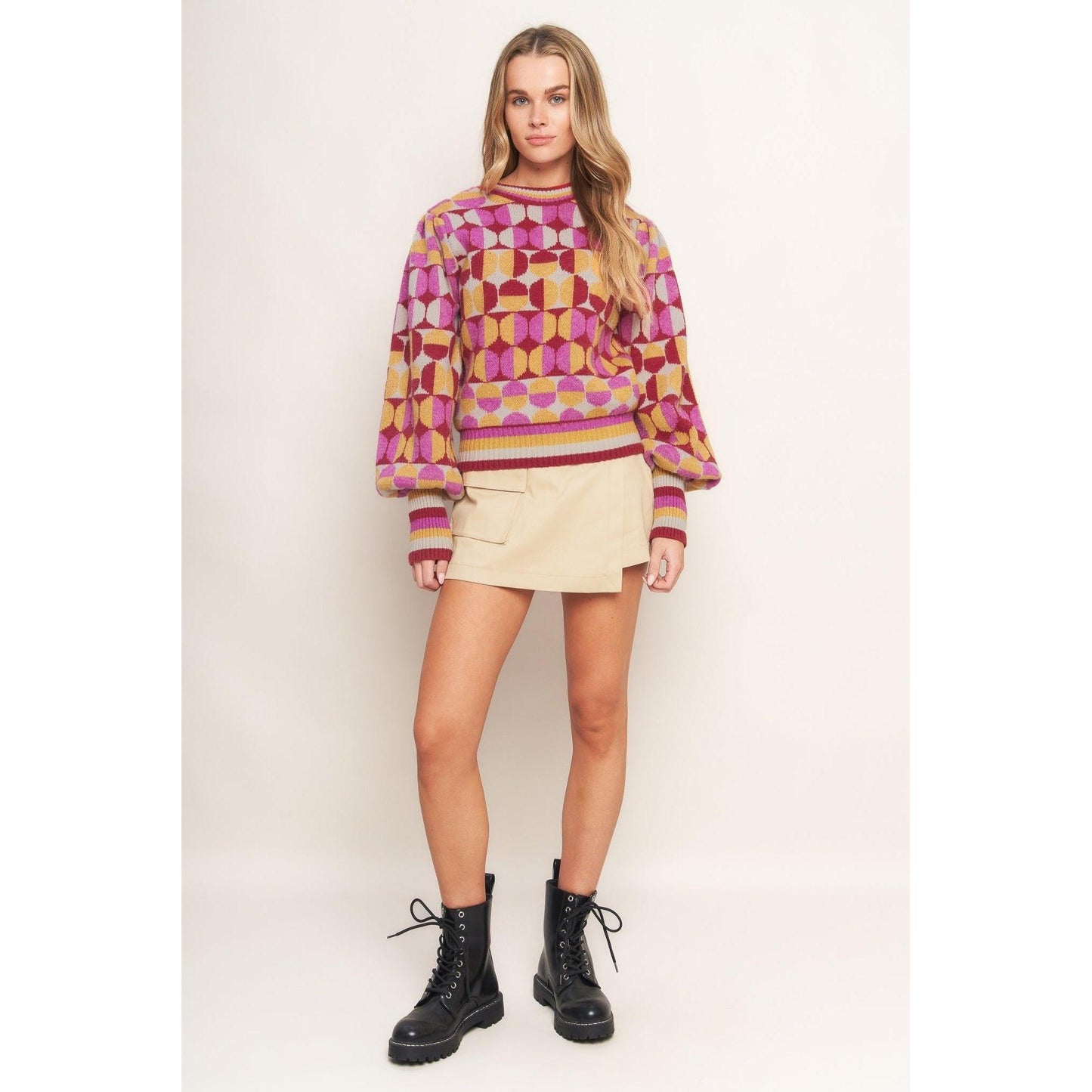 CHEER YOU ON JACQUARD SWEATER TOP