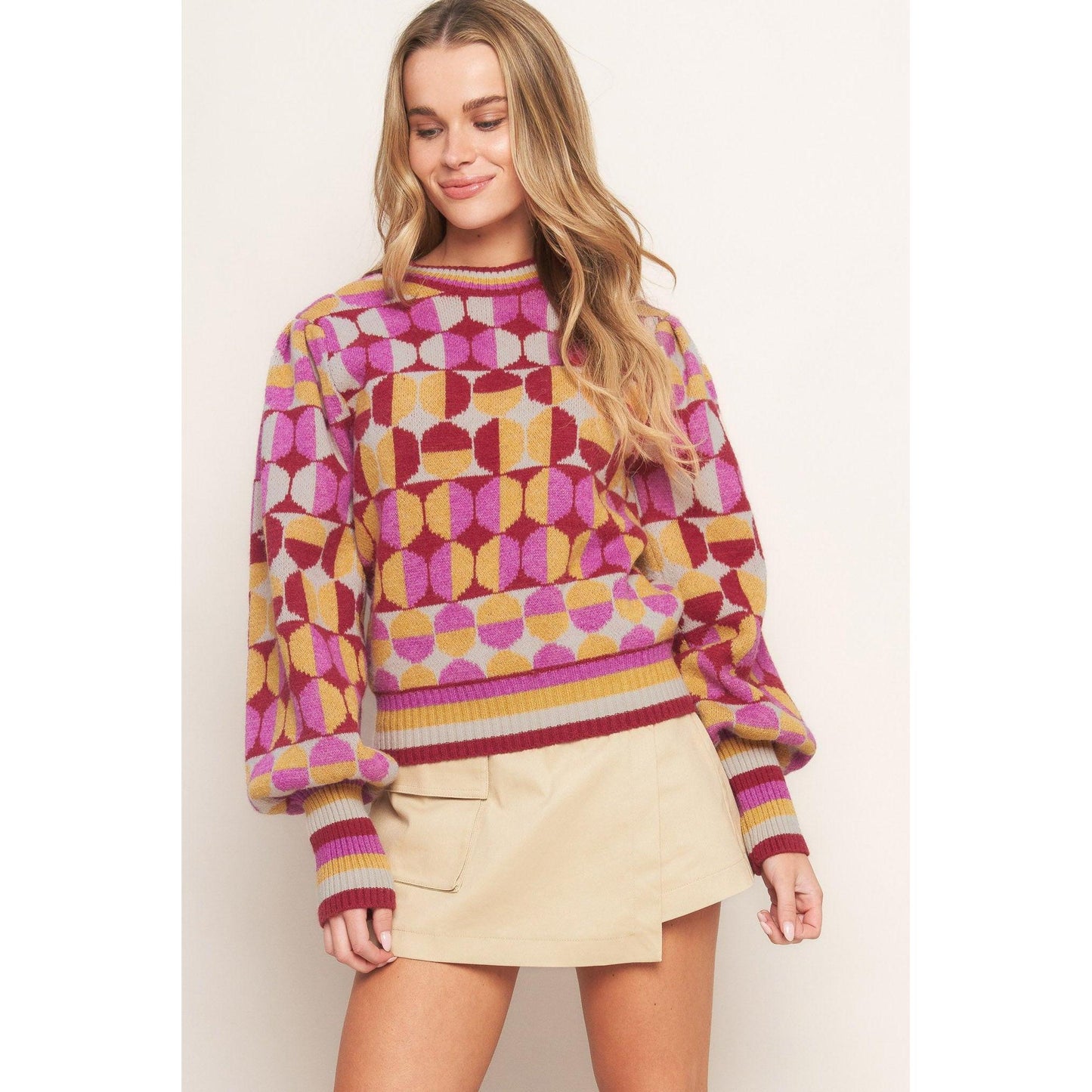 CHEER YOU ON JACQUARD SWEATER TOP