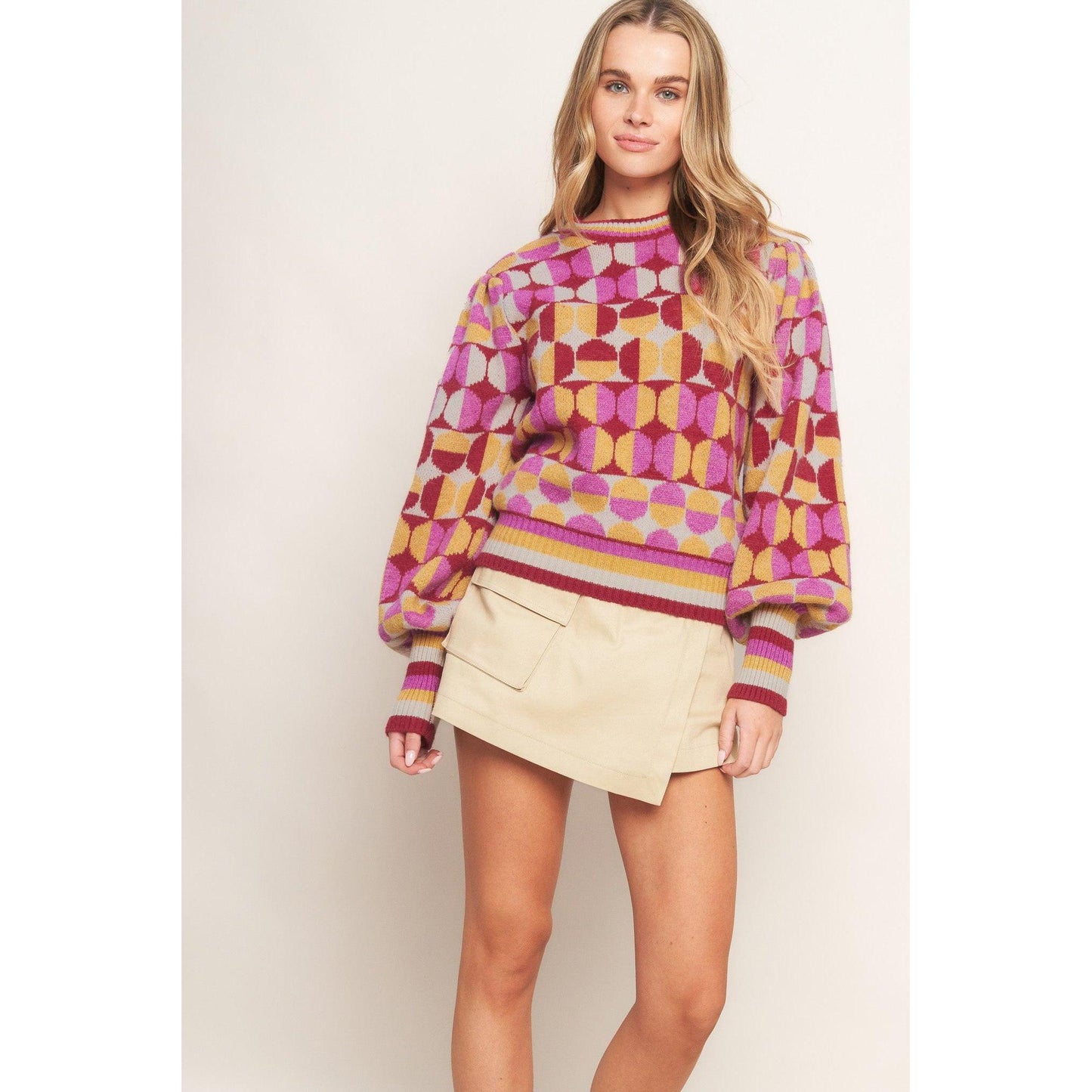 CHEER YOU ON JACQUARD SWEATER TOP