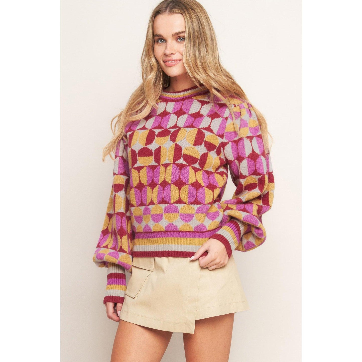 CHEER YOU ON JACQUARD SWEATER TOP