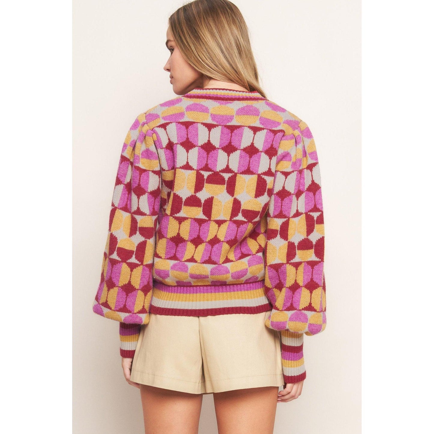 CHEER YOU ON JACQUARD SWEATER TOP