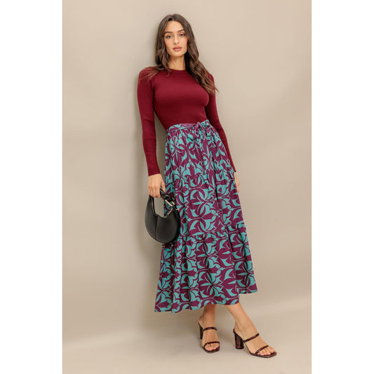 SANGRIA BLOOM WOVEN MIDI DRESS