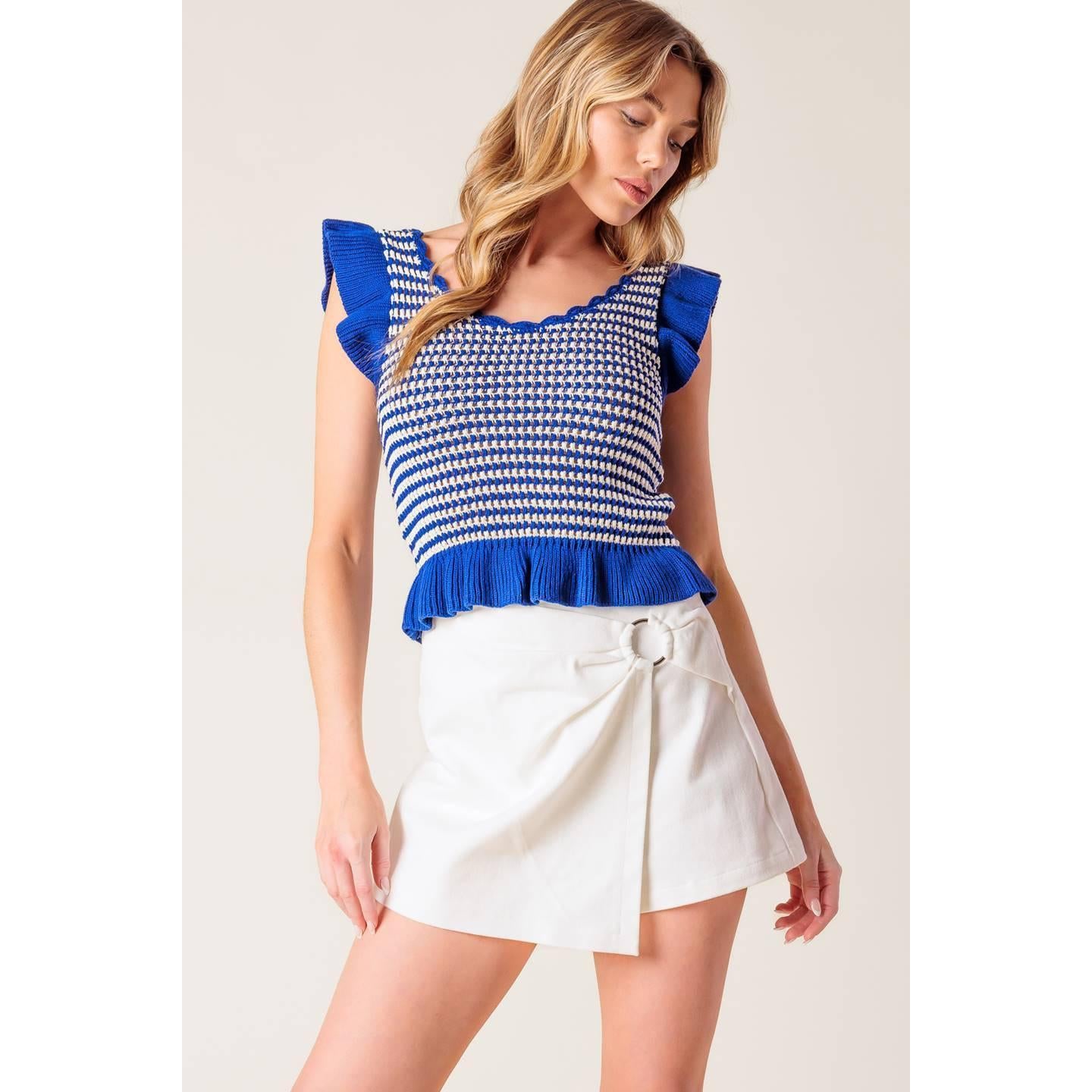 OUT WEST BLUE SWEATER KNIT TOP