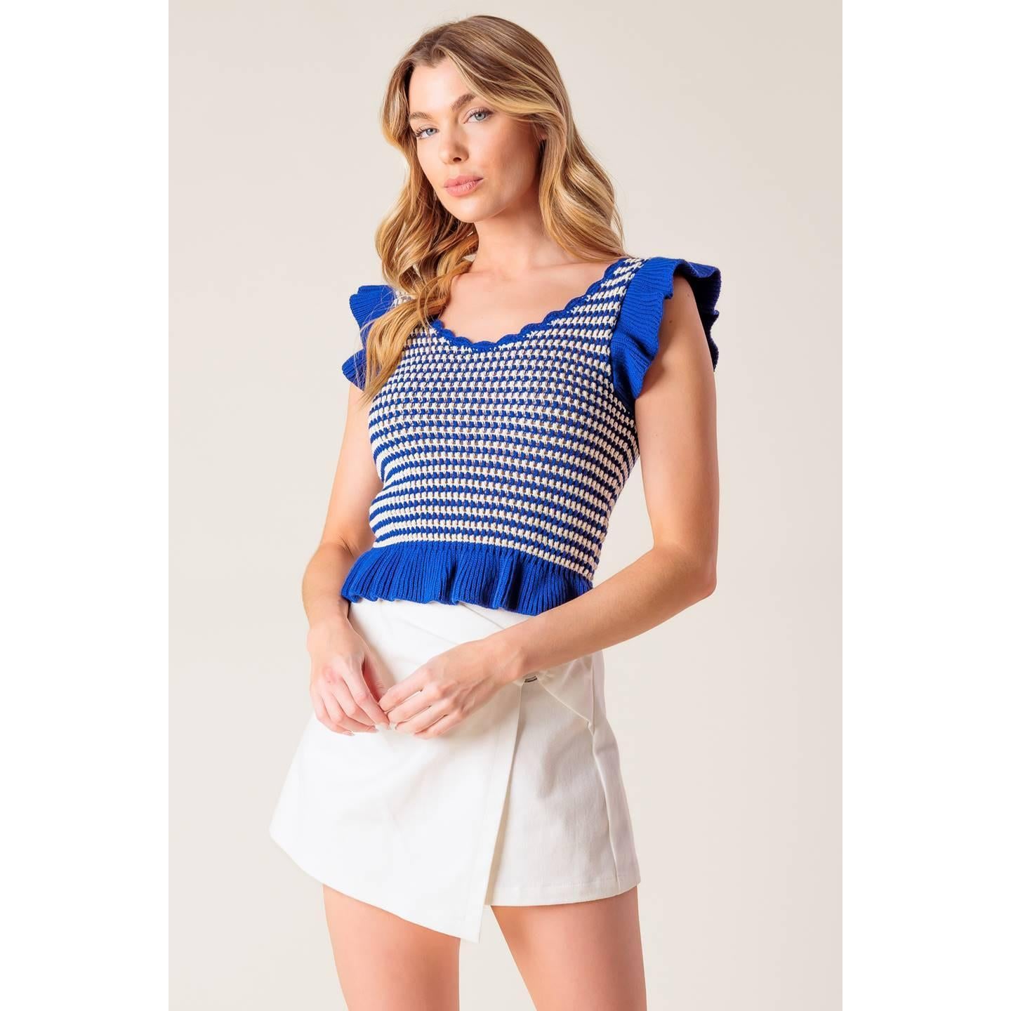 OUT WEST BLUE SWEATER KNIT TOP