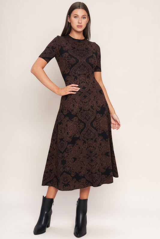 a woman in a brown dress