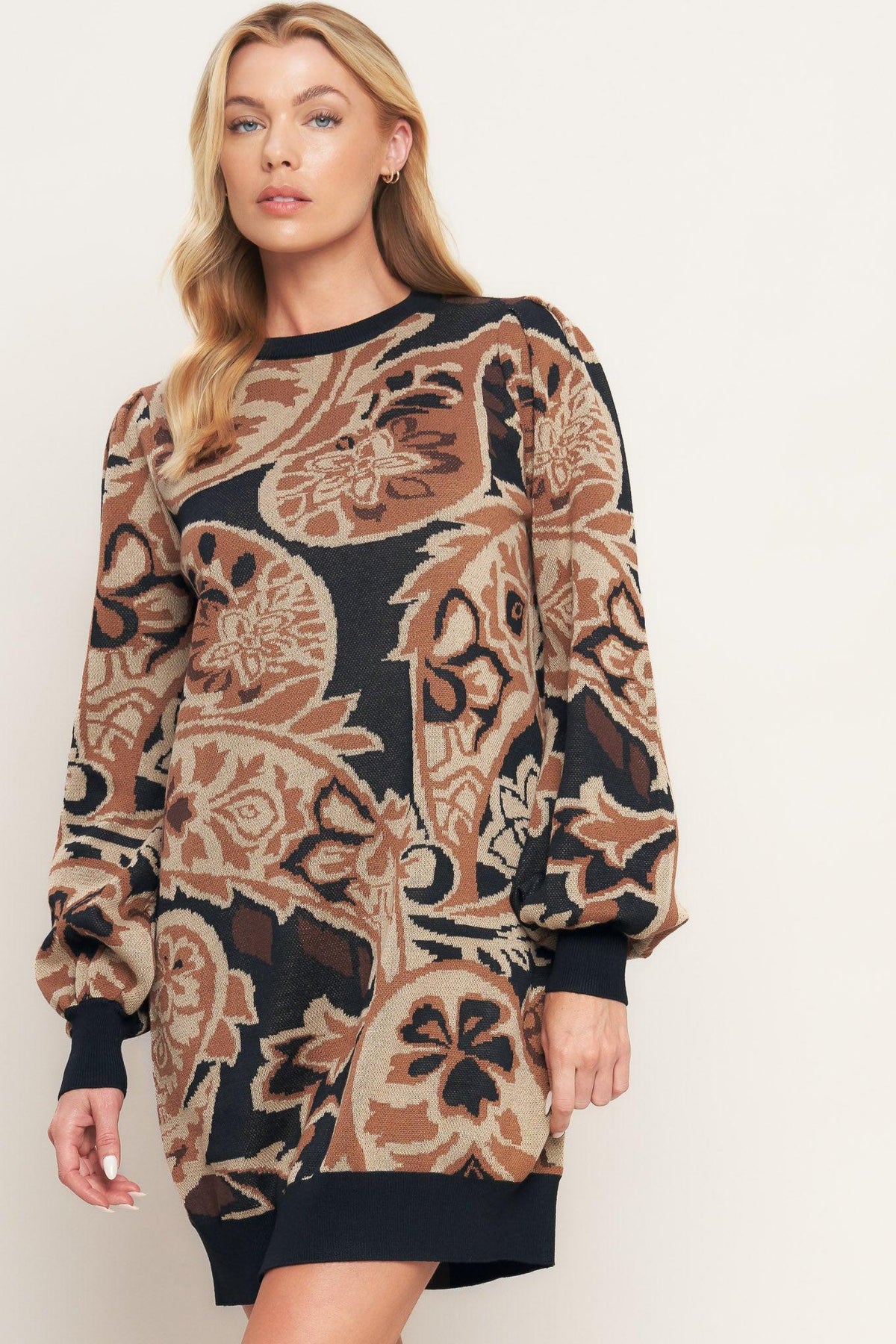 BAROQUE HAVANA SWEATER KNIT MINI DRESS