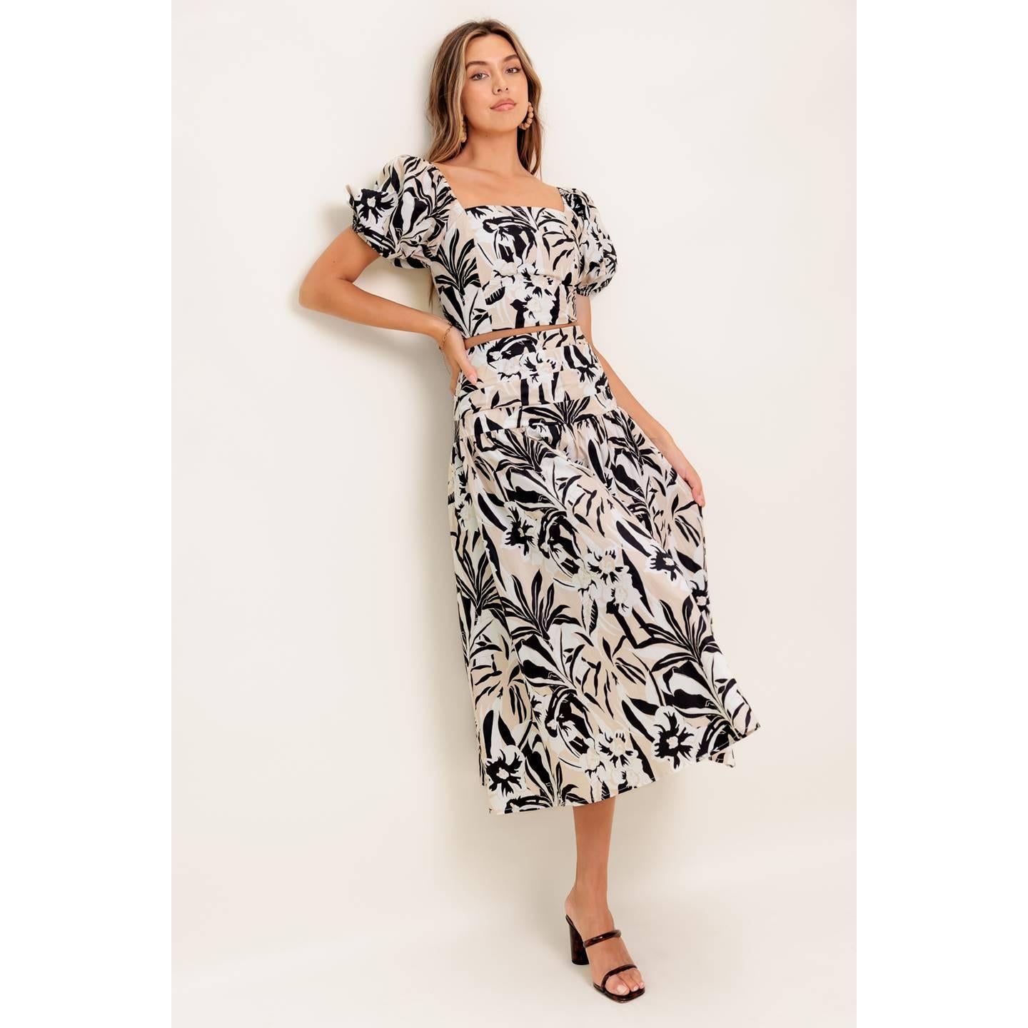 NEUTRAL ZONE WOVEN TOP AND SKIRT SET