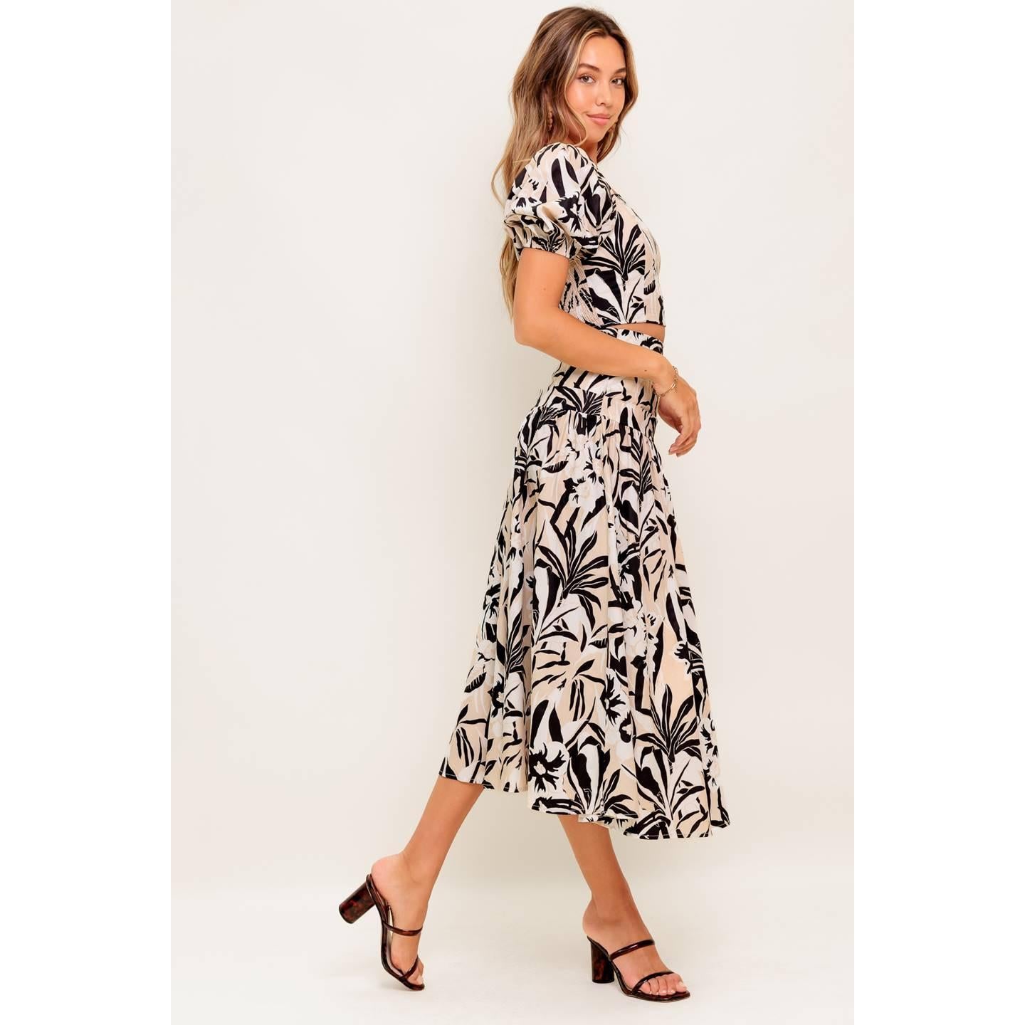NEUTRAL ZONE WOVEN TOP AND SKIRT SET