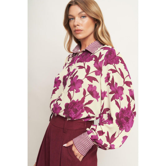SWEET BOTANICAL CHARM WOVEN TOP