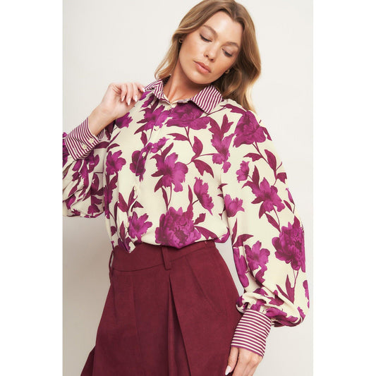 SWEET BOTANICAL CHARM WOVEN TOP