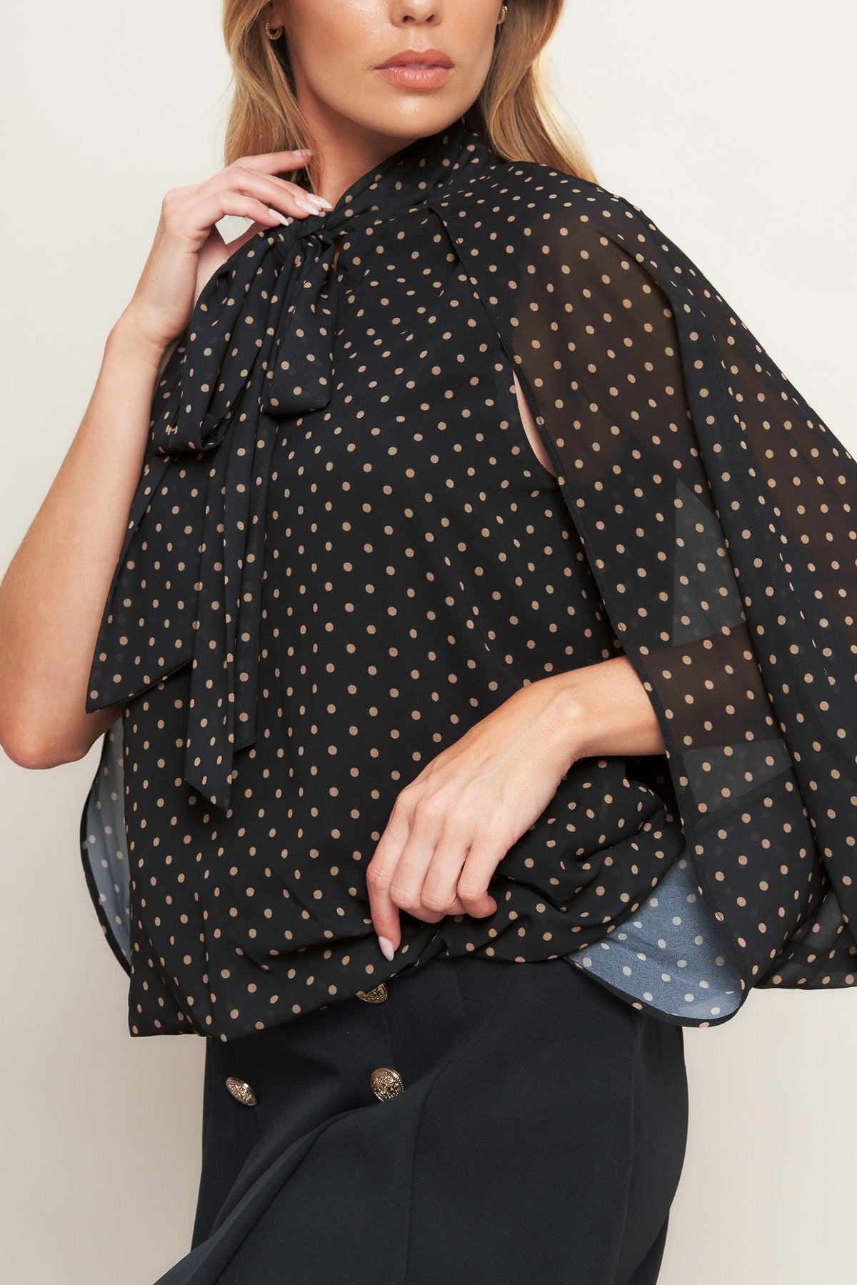 MIDNIGHT DOT CHIC WOVEN TOP