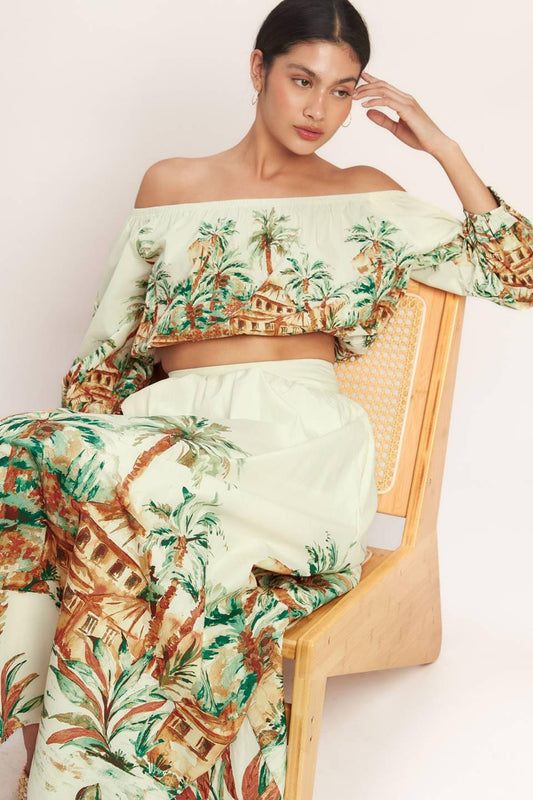 ISLAND TIME ONLY WOVEN CROP TOP