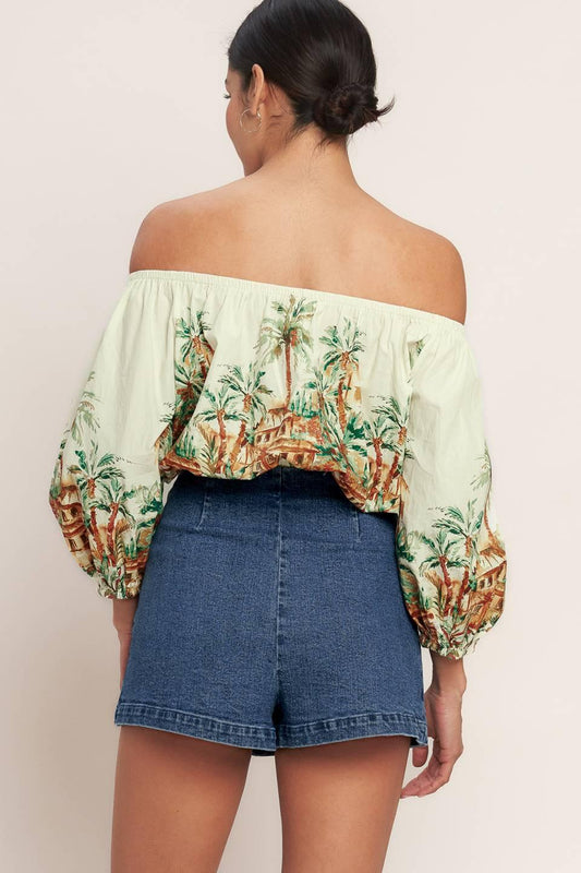 ISLAND TIME ONLY WOVEN CROP TOP