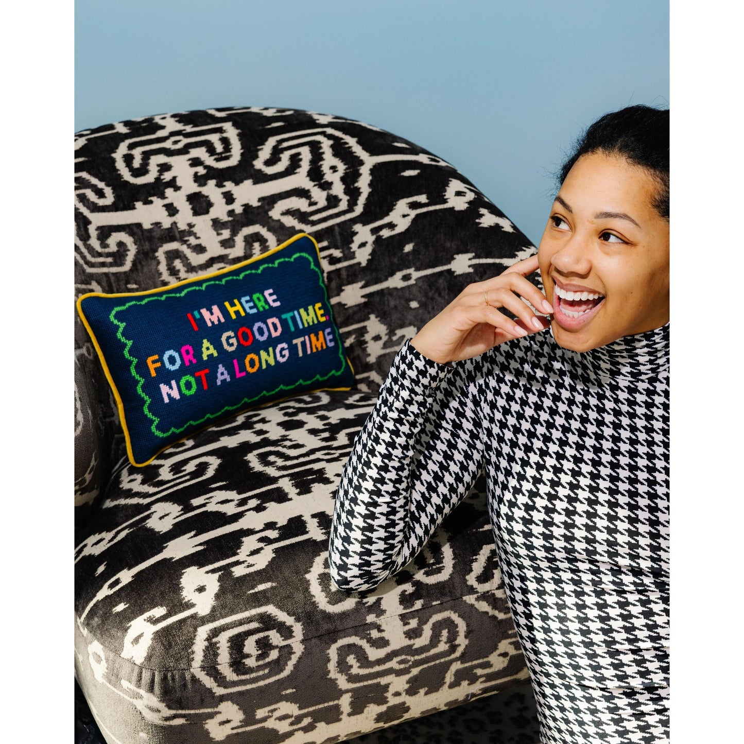 Good Time Needlepoint Pillow