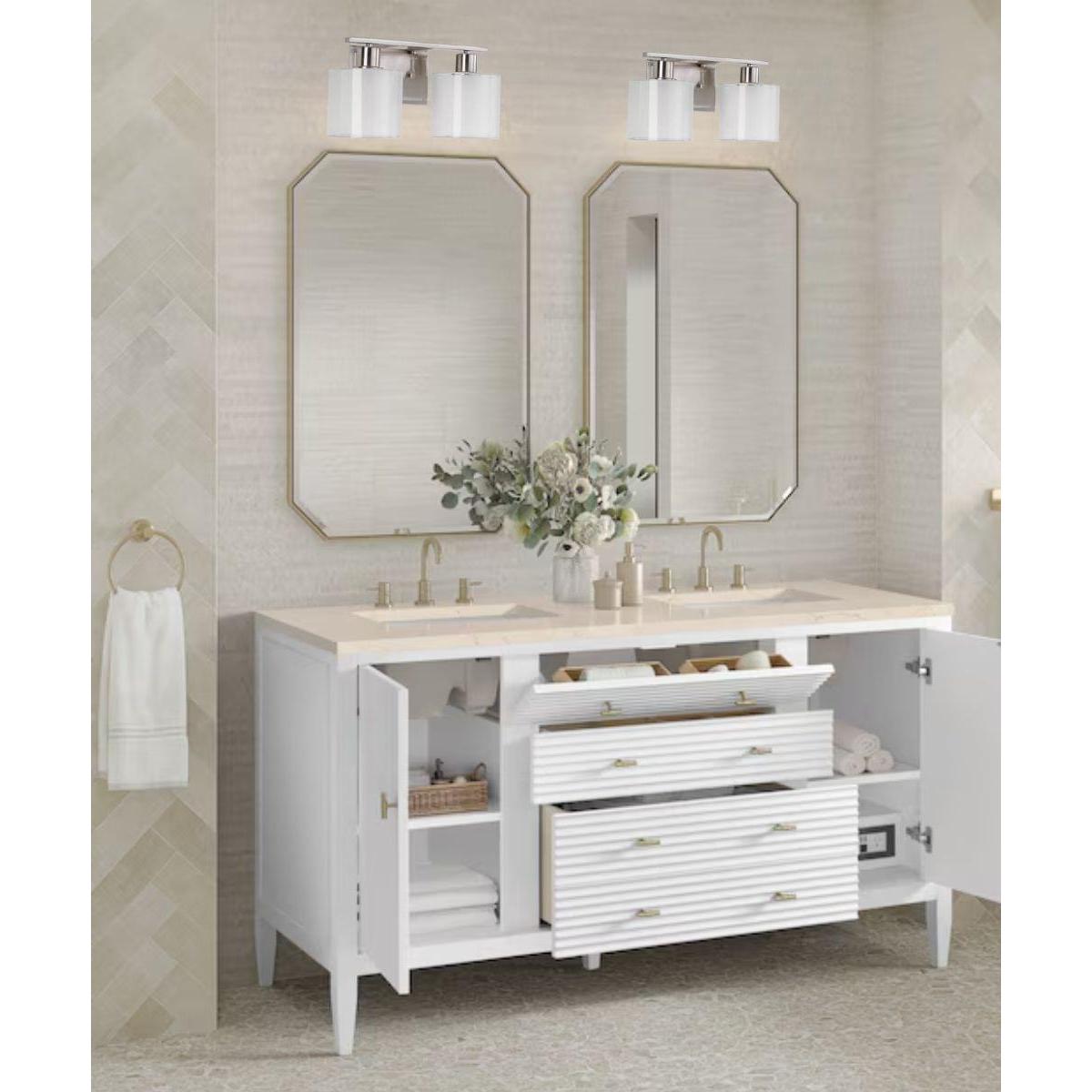 Invite 2-Light 15"w Bath Vanity Light Fixture Brushed Nickel Finish by Progress
