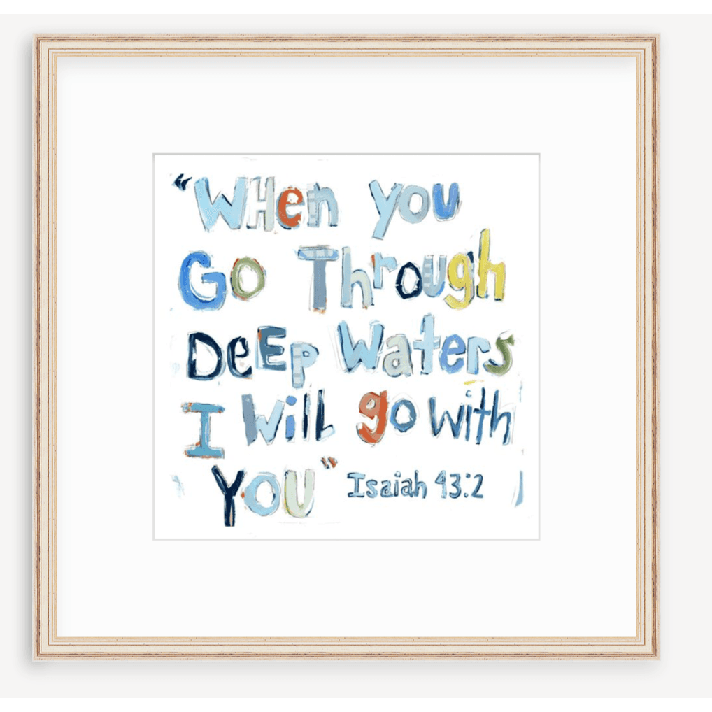 Isaiah 43:2 Blue Bible Verse Fine Art Print