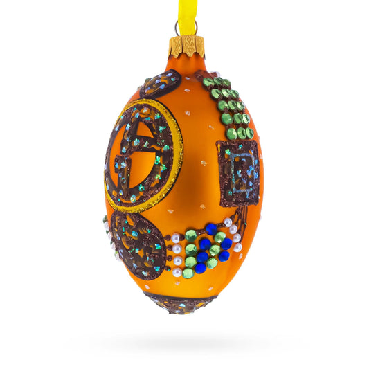 Italian Couturier Fine Earring Glass Egg Christmas Ornament 4 Inches