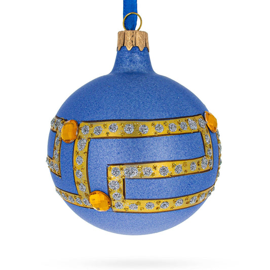 Italian Designer Medusa Medallion Glass Ball Christmas Ornament 3.25 Inches