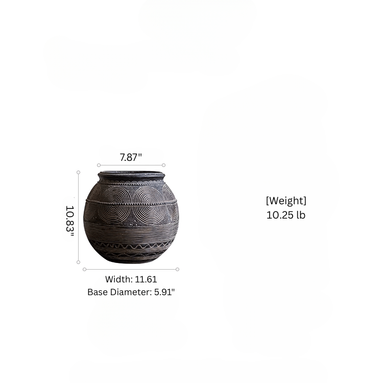 Tribal Carved Cement Planter