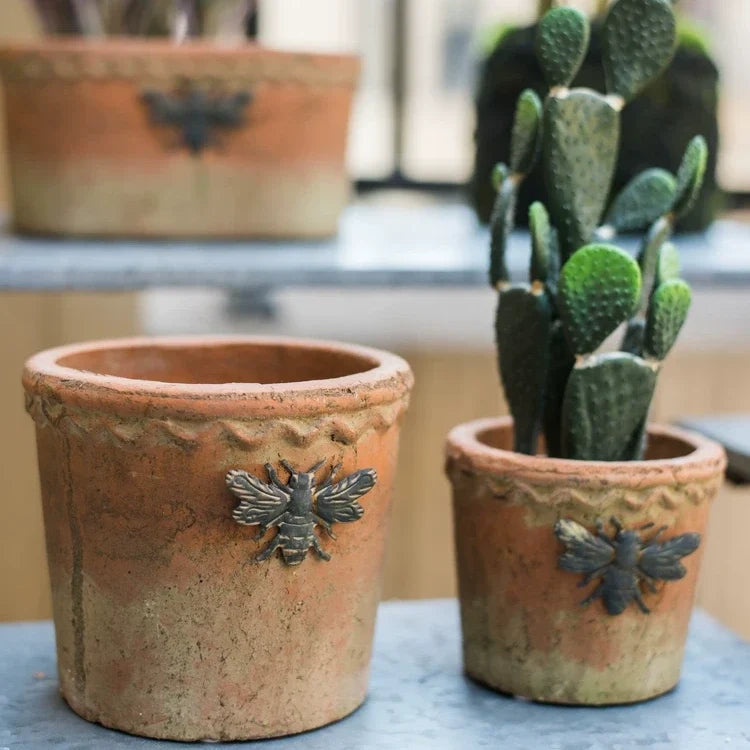 Vintage Bee Terracotta Planter