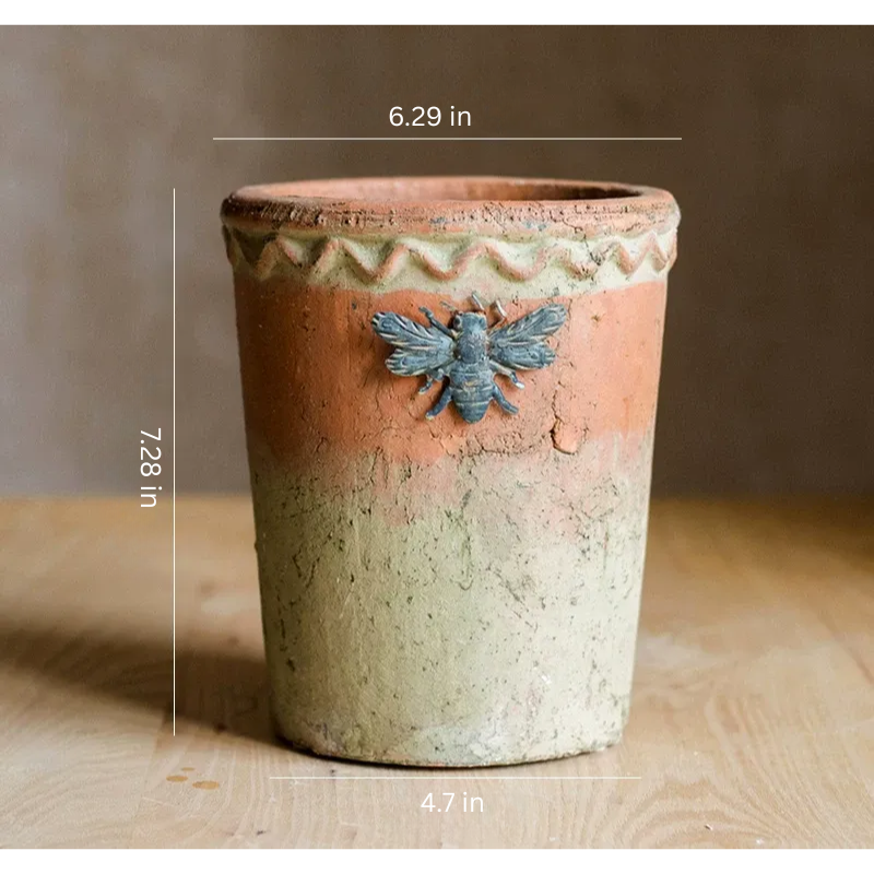 Vintage Bee Terracotta Planter