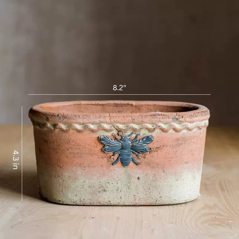 Vintage Bee Terracotta Planter